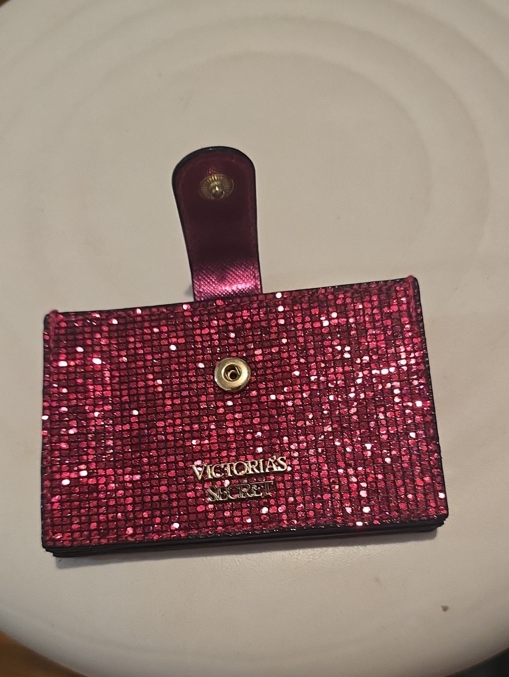 Victoria's Secret Hot Pink Glitter Card & Key Holder
